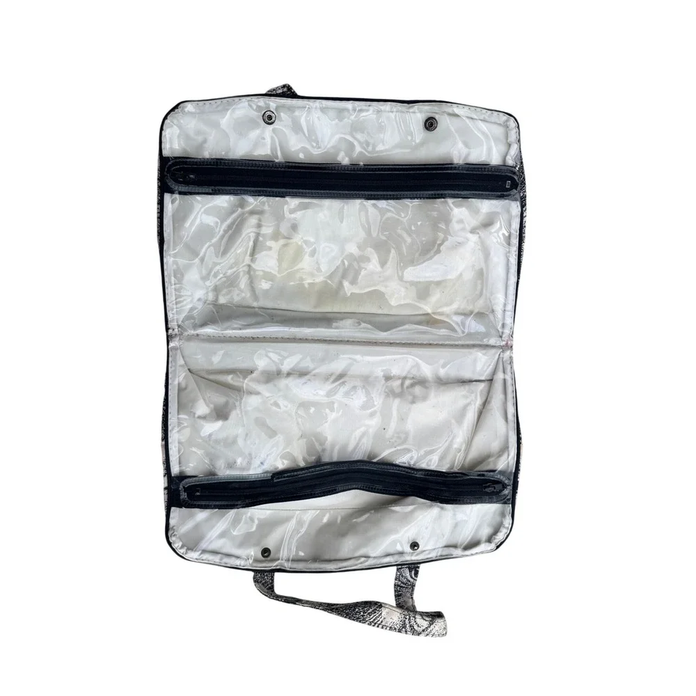 Vintage Cat Print Toiletry Bag Travel Organizer Makeup‎ Case Black White Canvas